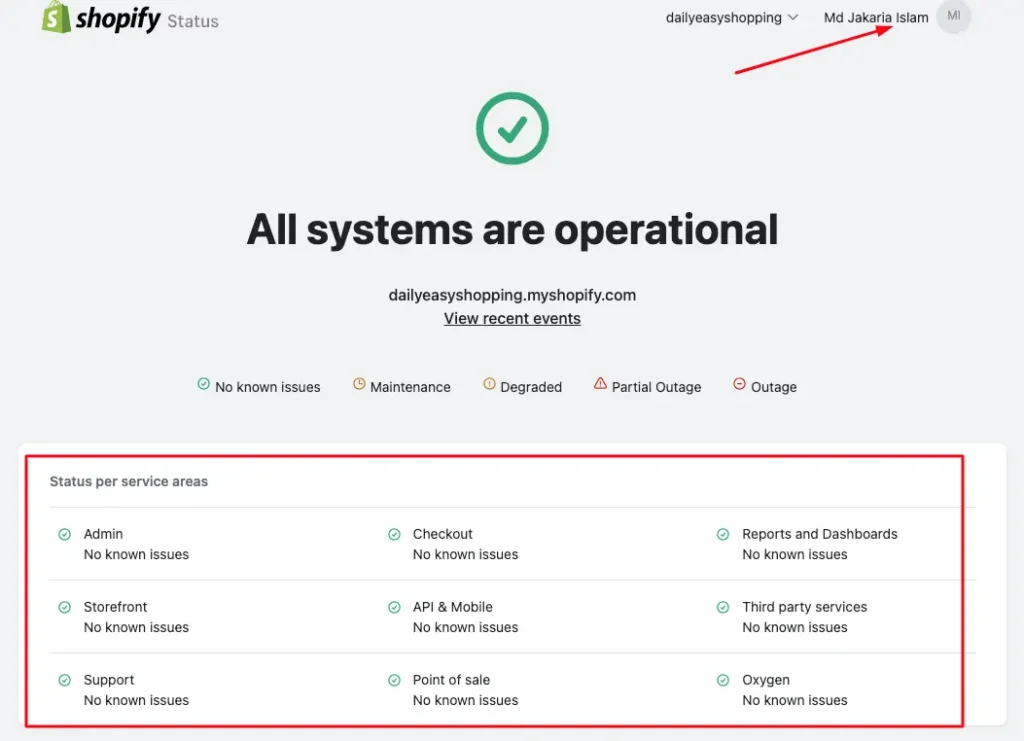 Check Shopify authority status that everything is ok or not