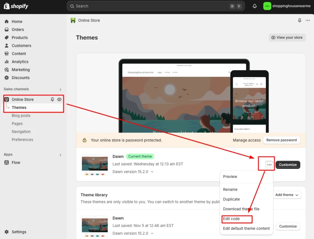 Edit Code in Shopify Theme