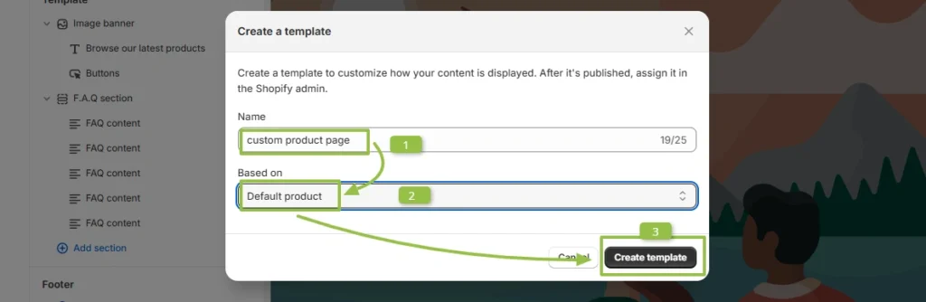 Step 5: Assign a Name to product page and choose the Product Template Type