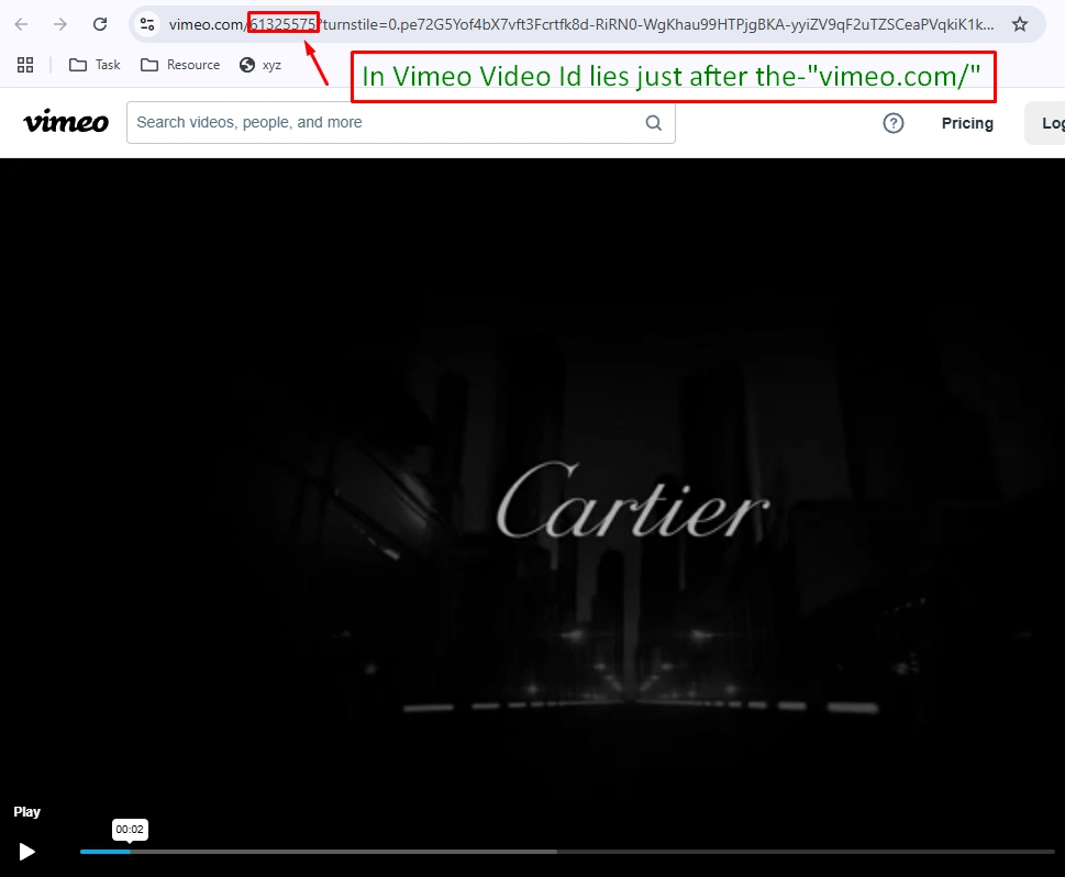 Video Id in Vimeo URL