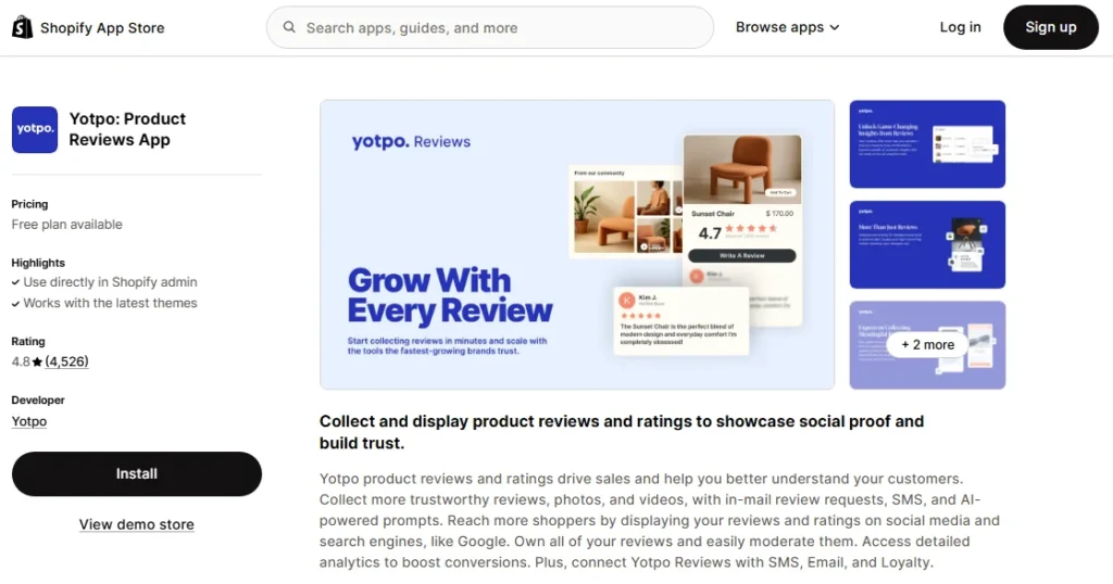yotpo product reviews app