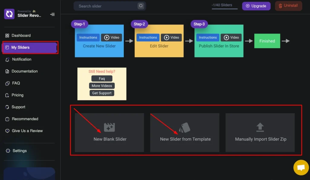 Create a Blank Slider or Choose a Template from the Slider Revolution App