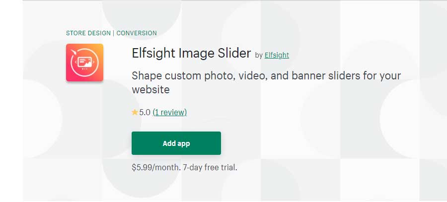 Elfsight image slider shopify
