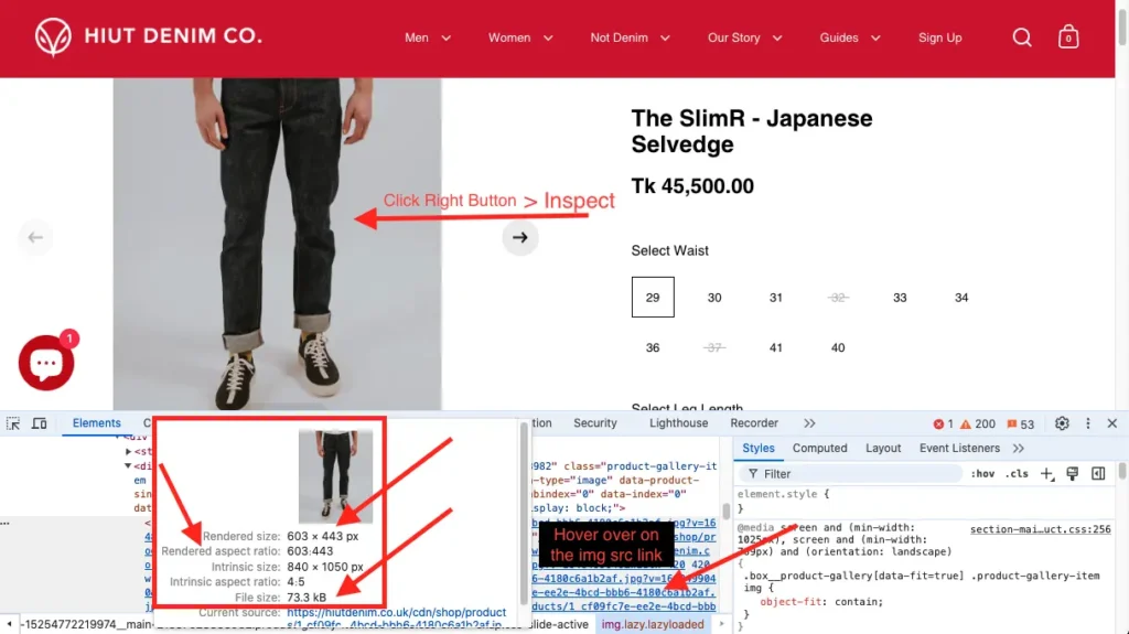 How to Check the Shopify Image Size on a Web Page