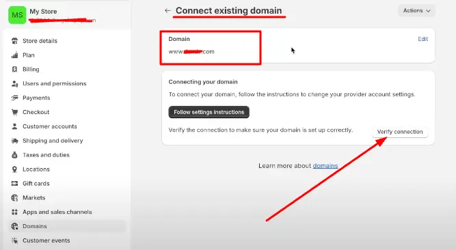 Verify Domain Ownership to get approved Shopify domain ssl