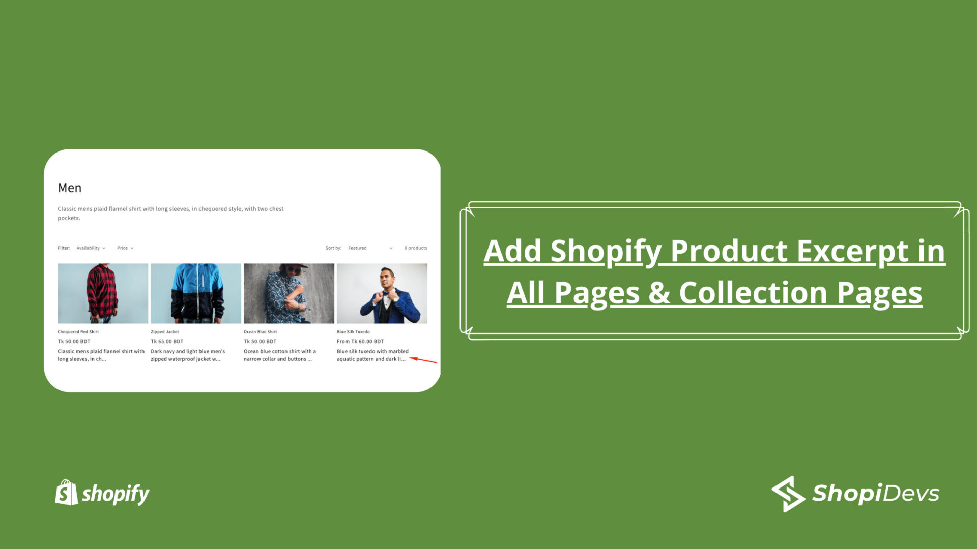 Add Shopify Product Excerpt in All Pages & Collection Pages