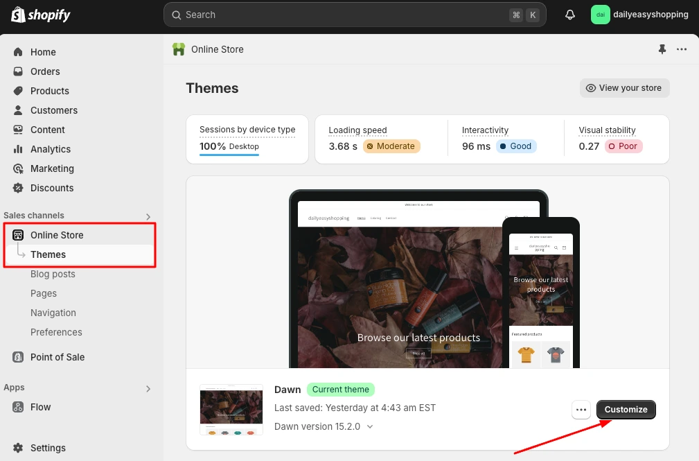 Go to Online Store > theme > Customize option from the Shopify dashboard to change the banner image