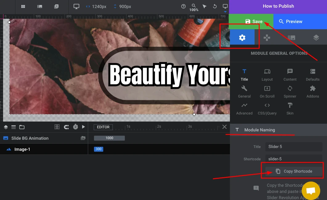 Save Image Settings and Copy the Shortcode to connect it with the Shopify store