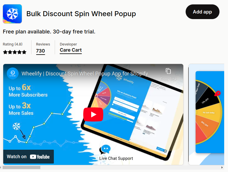 bulk discount spin popup