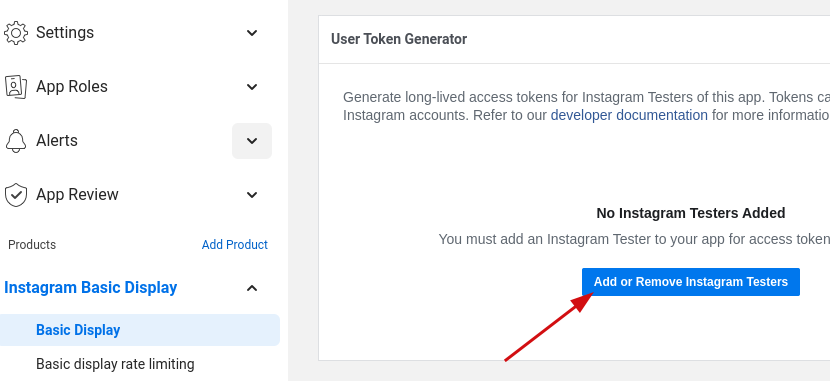 click add or remove instagram testers