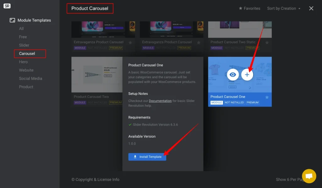 Explore Carousel templates and Install a Template