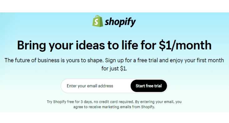 Shopify for $1