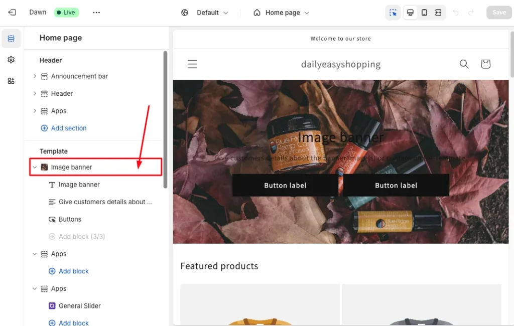 Delete the Non-Clickable Banner Image from the Shopify store