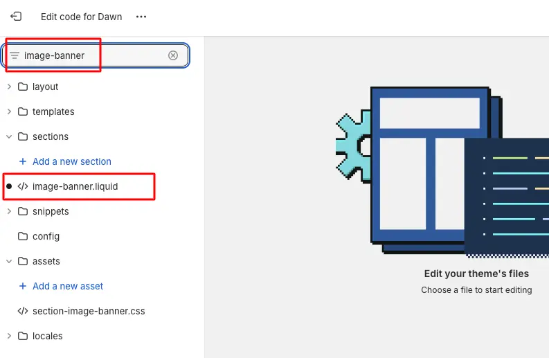 Find out the image-banner.liquid file from the Shopify theme editor