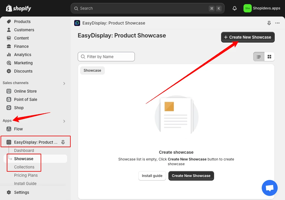 Create a New Showcase on the ‘EasyDisplay’ App