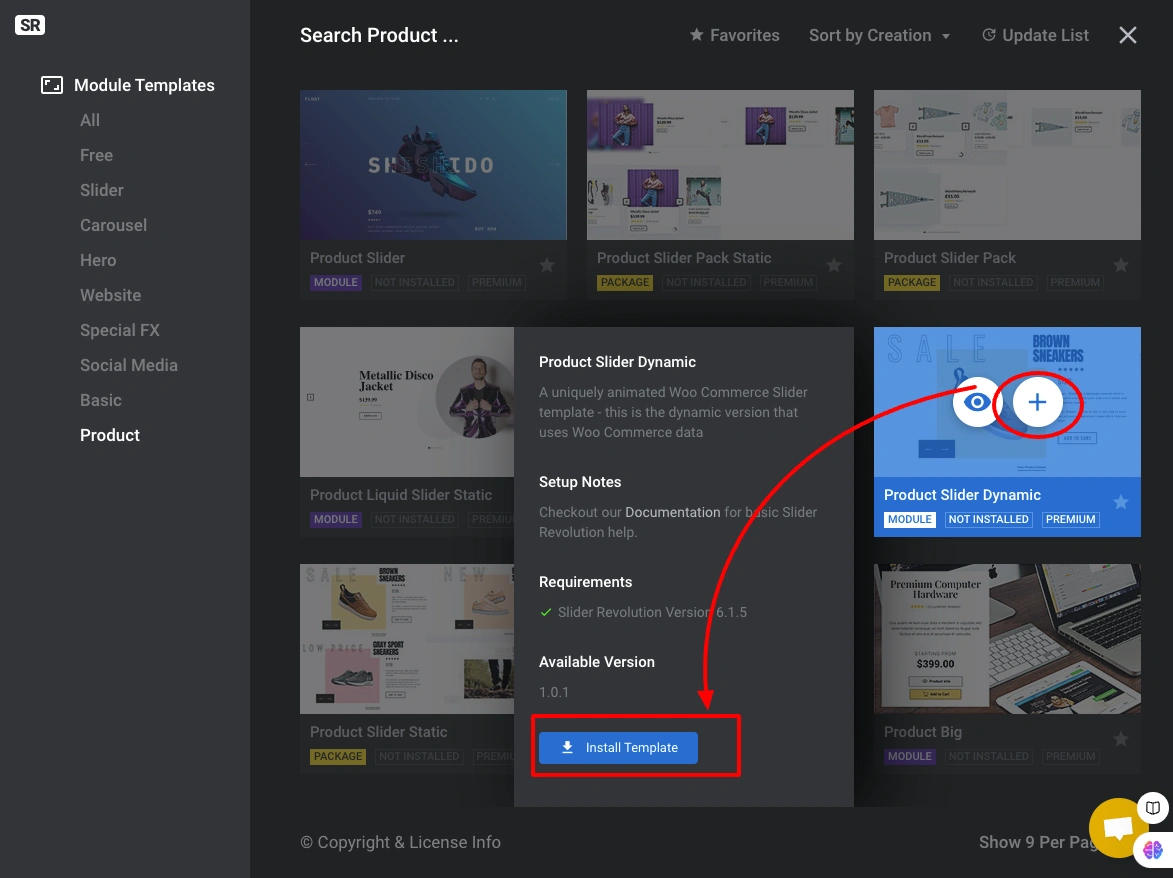 Install Product Template