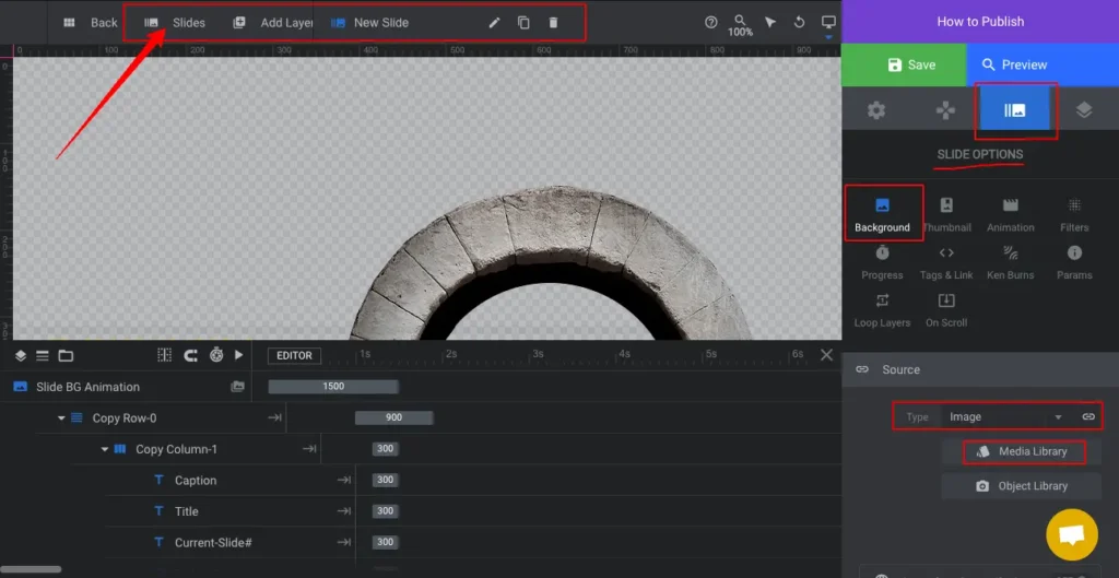 Import your images to the templates and Design Your Hero Slider