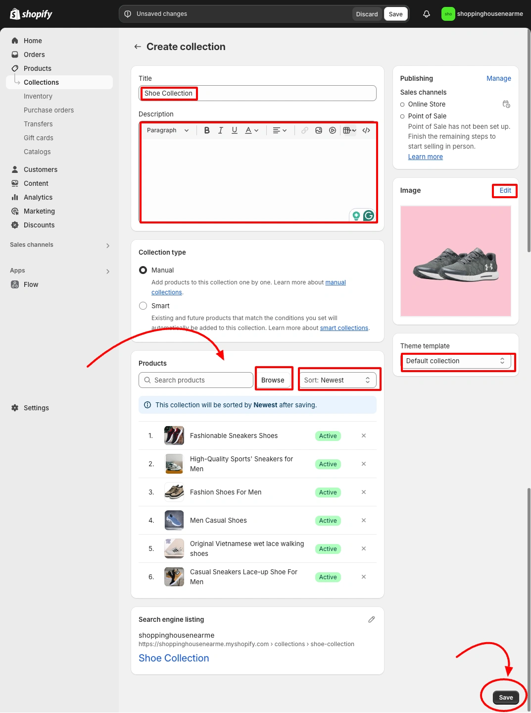 create collection page