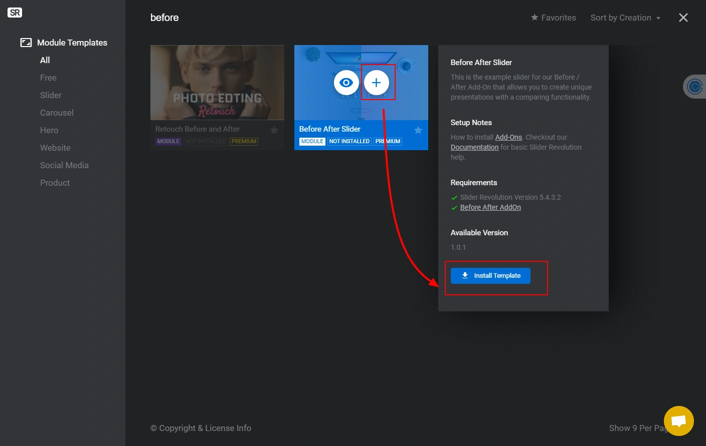 install template