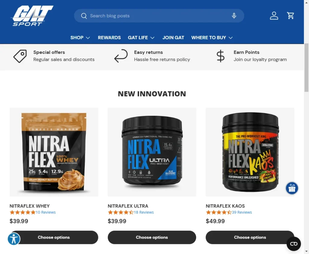 GAT-sport-premium-sports-supplement product page made with slider revolution