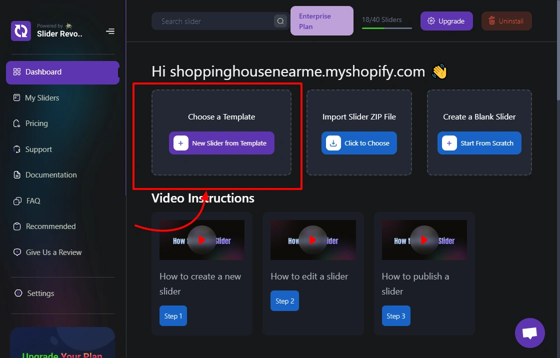 New Slider from Template