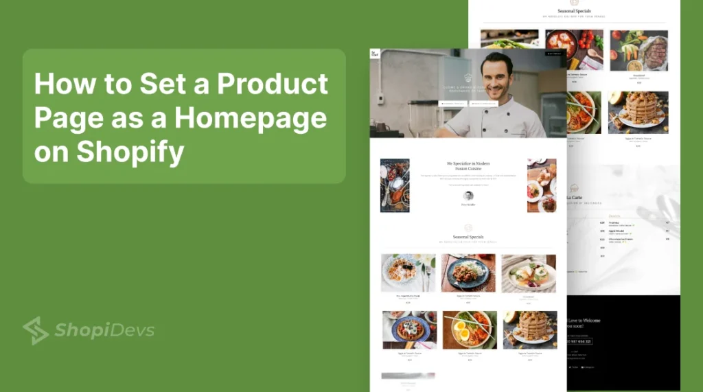 how to set a product page as a homepage on shopify featured image for shopidevs blog