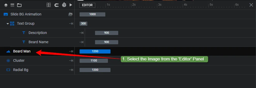 Select the image layer from the “Editing Panel”, at the bottom.