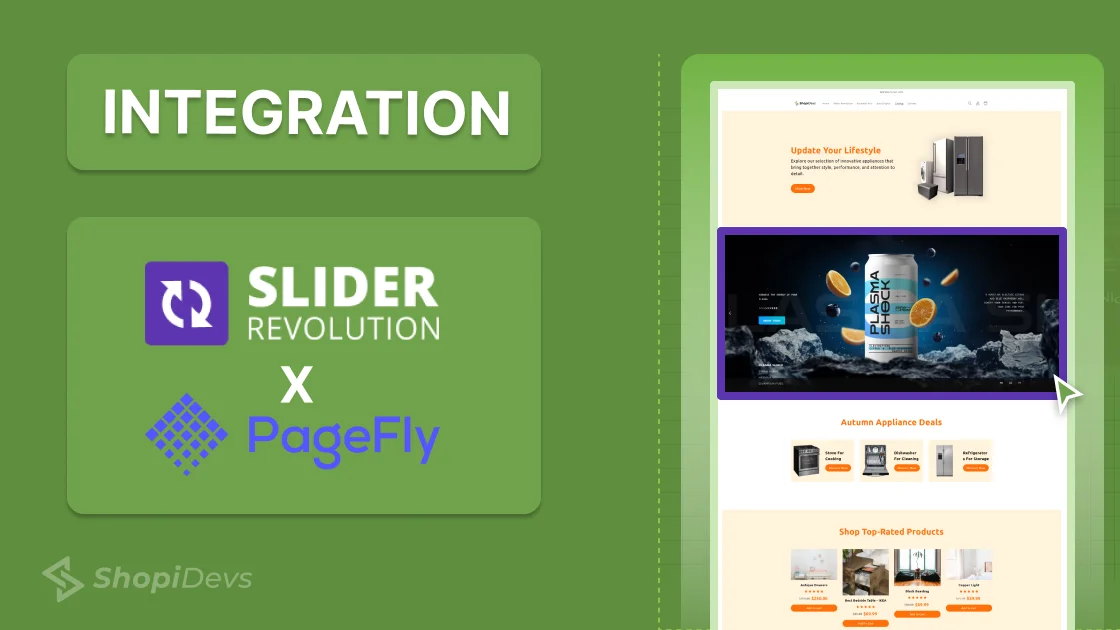 how to integrate slider revolution app to pagefly page