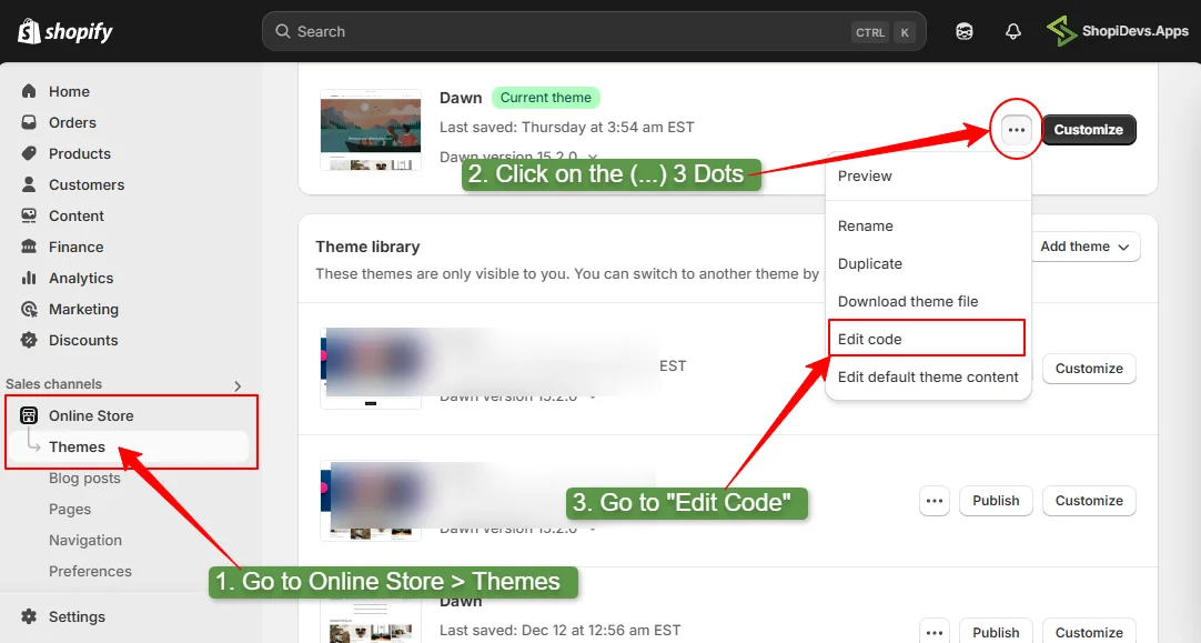 go to the online store > theme > 3 dots and click on the edit code to access theme code editor