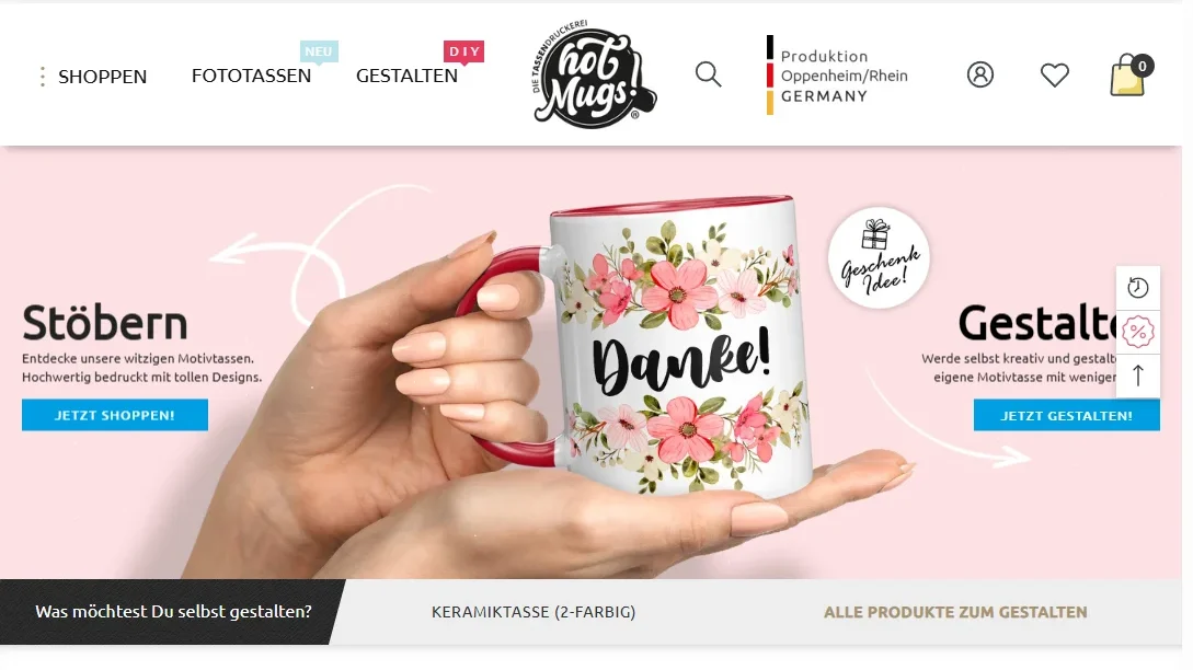 hotmugs shopify store made with slider revolution full-width page templates