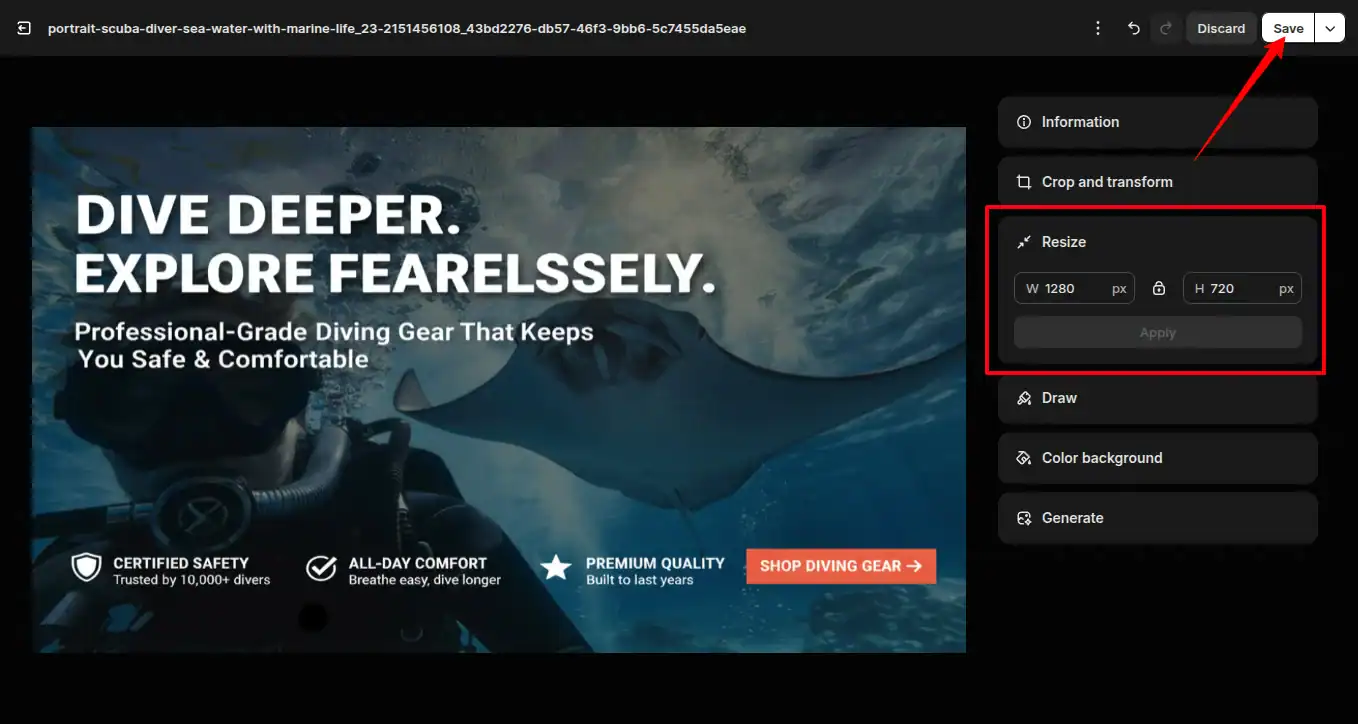 resize the image size with your criteria based standard file size
