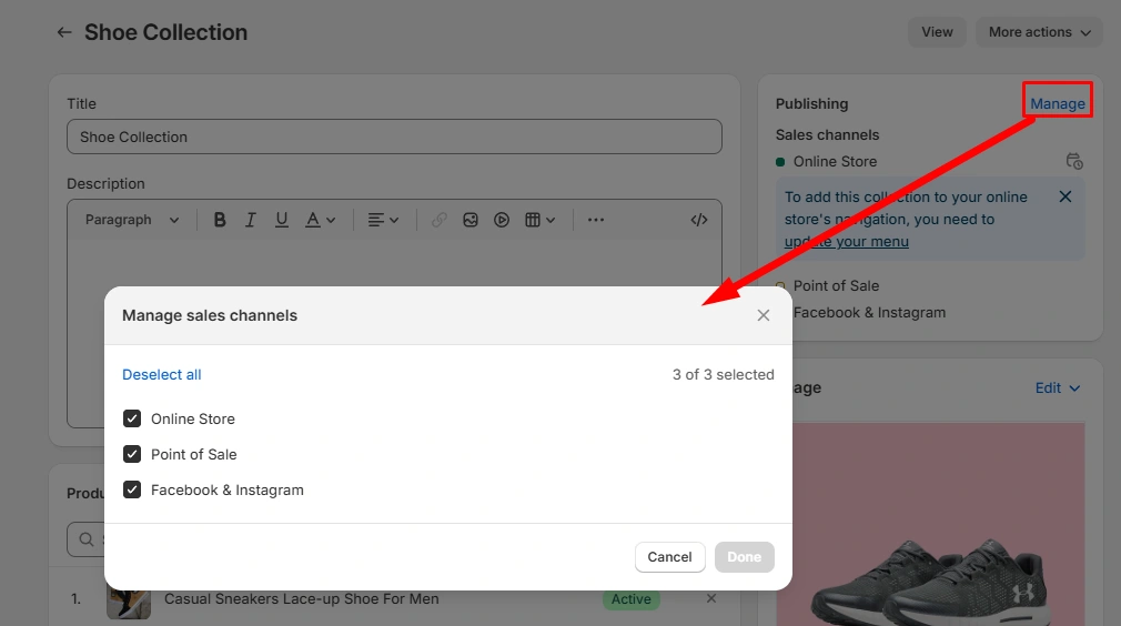 manage sells channel