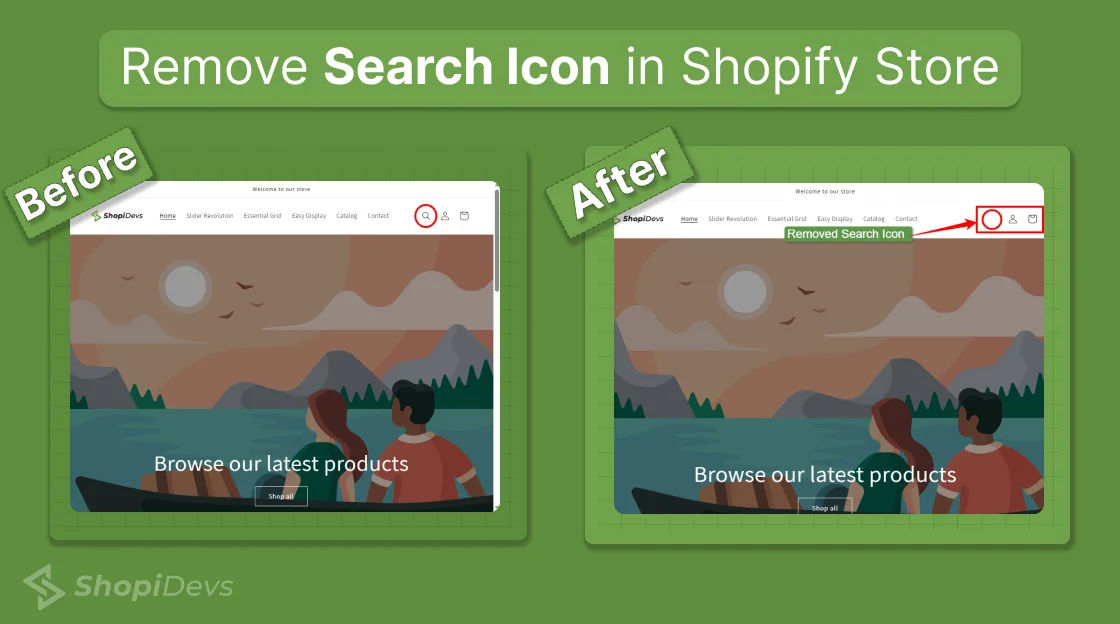 how to remove search icon from your shopify store