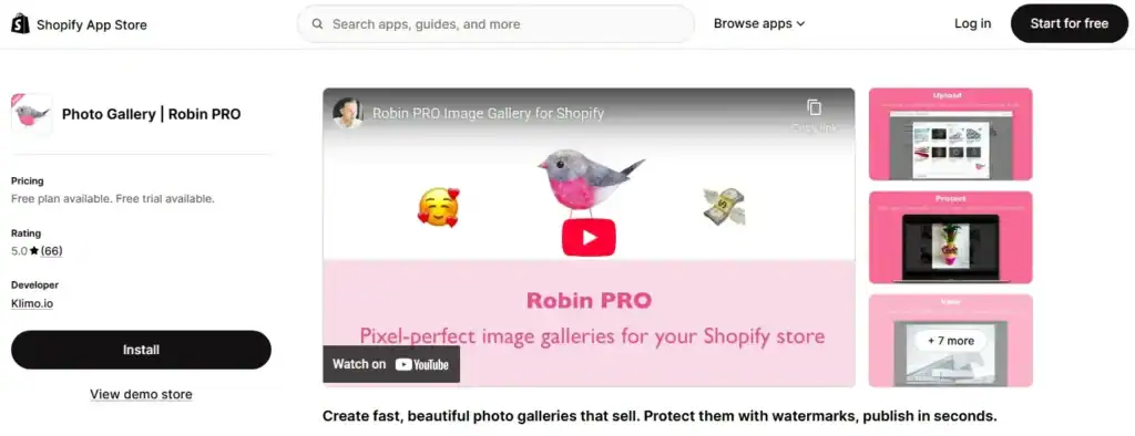 robin pro is one of the oldest shopify gallery app