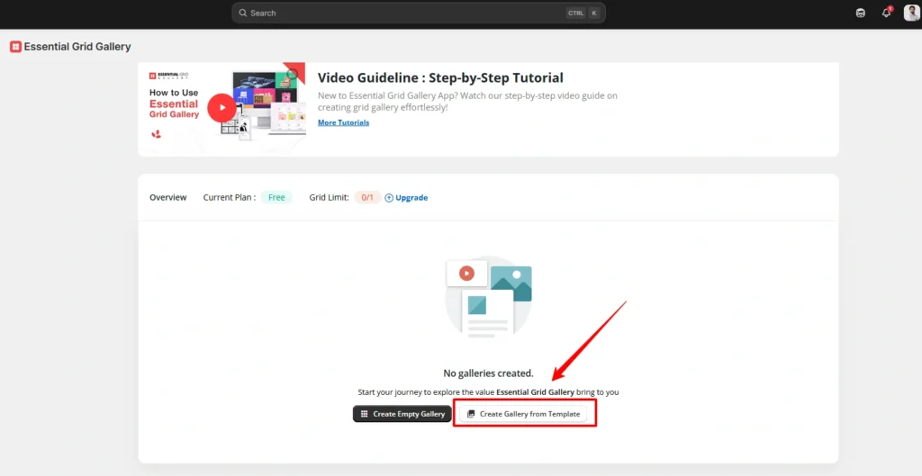 Create gallery from template