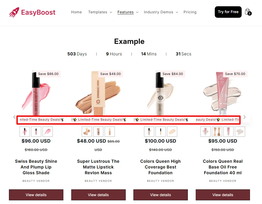 marque or scrolling text to offer deals for black friday