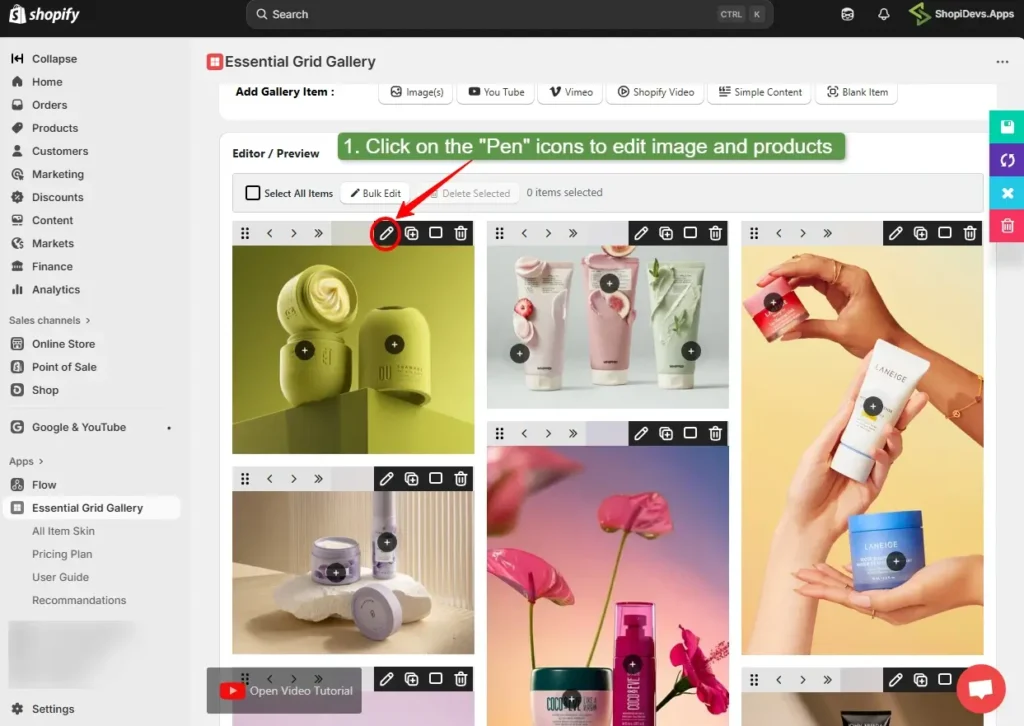 edit images and product hotspot from the gallery editor and preview area