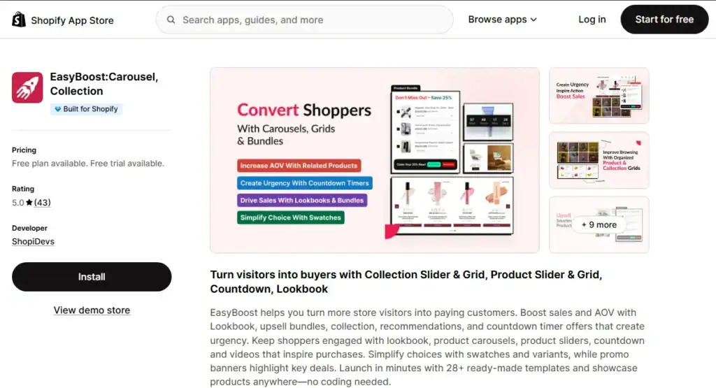 easyboost aov booster lookbook app for shopify