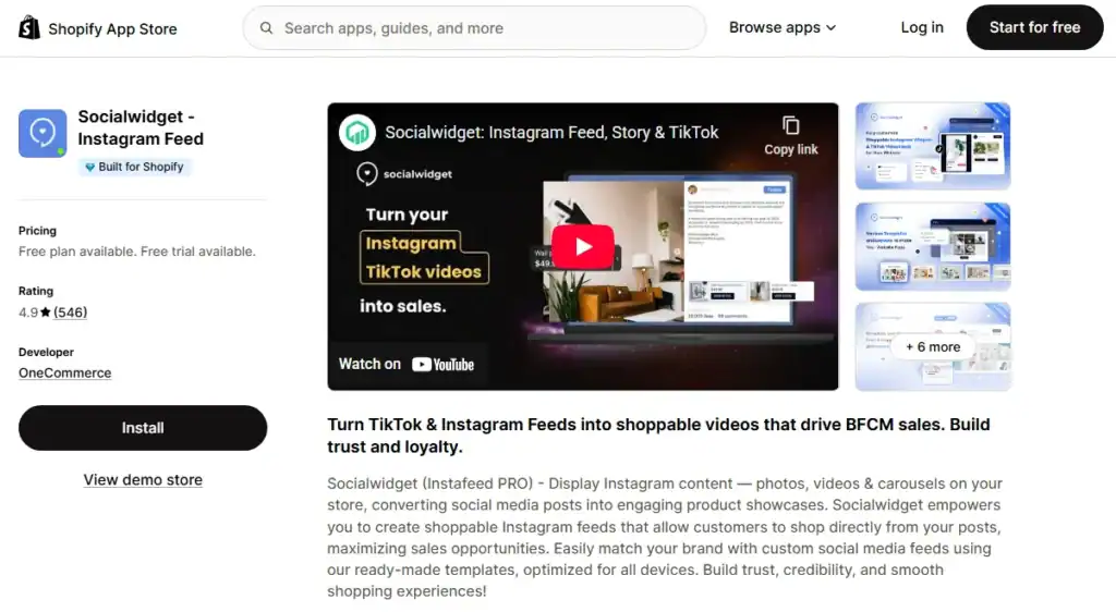 social widget instagram feed lookbook gallery