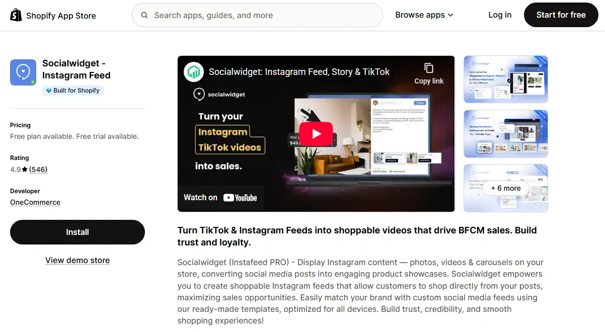 social widget instagram feed lookbook gallery