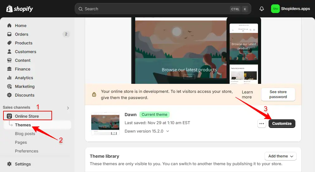 access to the shopify store theme editor to add the countdown section