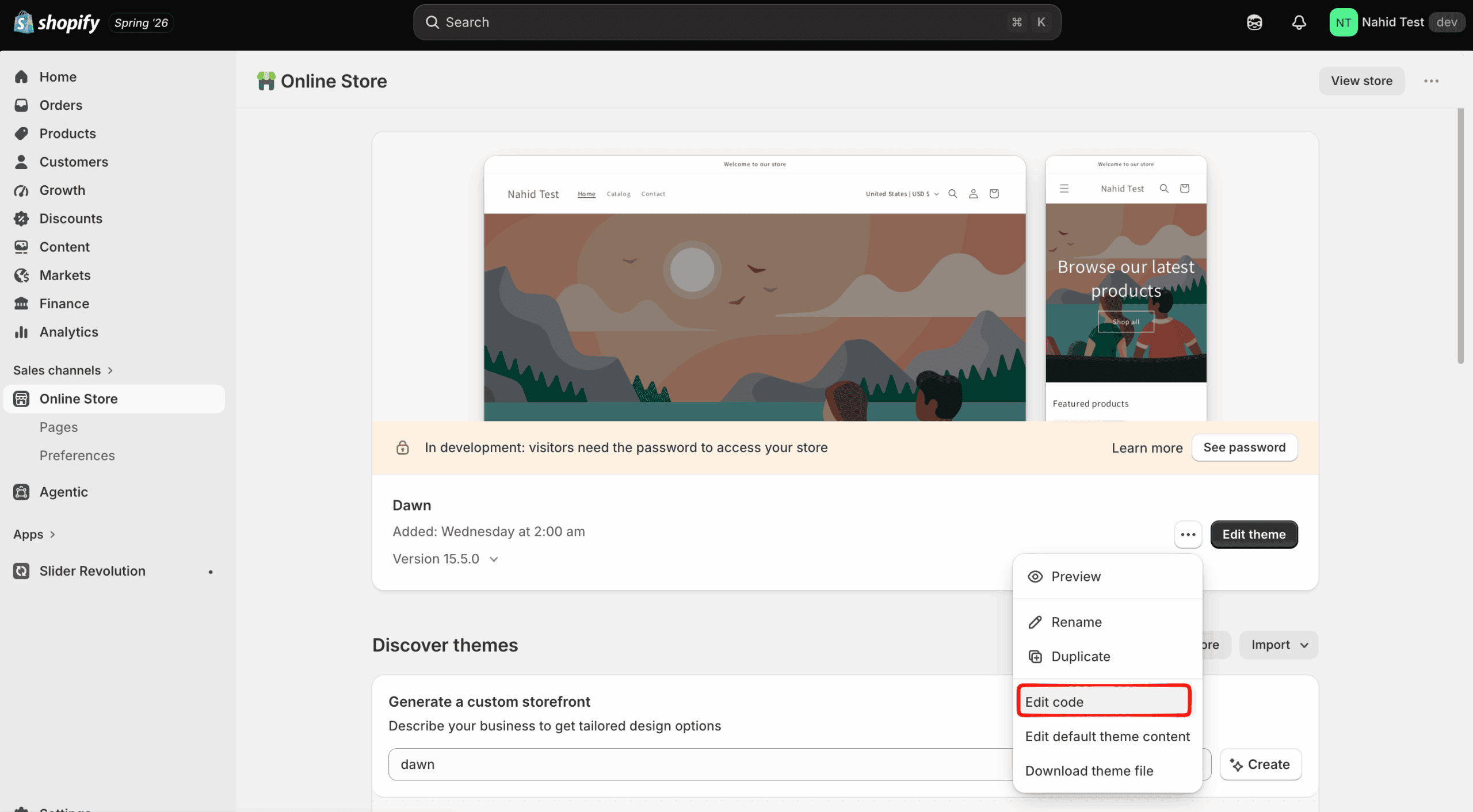 Editing the theme in Shopify for video carousel