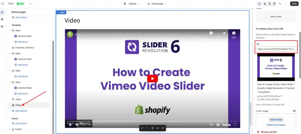 Embed YouTube or Vimeo