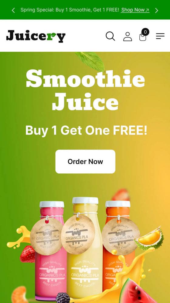 Juicery Shopify theme preset preview