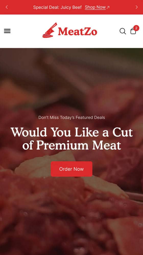 Meatzo Shopify theme preset preview